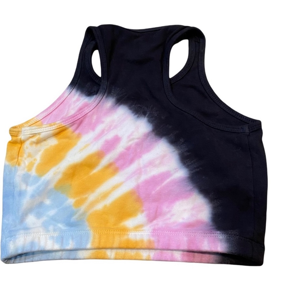 Electric & Rose Tie Dye Sports Bra Crop Top XS Rainbow Racerback Activewear - Picture 3 of 7